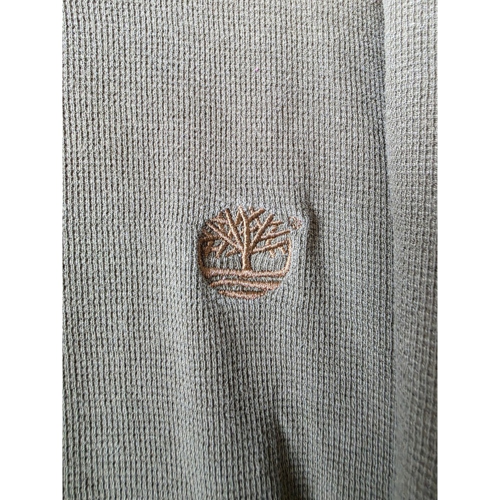 Timberland Boot Company Mens XXL Olive Green Waffle Knit Thermal Long Sleeve - Picture 3 of 5